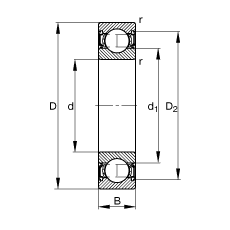 S 6216-2RSR,  DIN 625-1 ˜ʵҪߴ, ɂȴܷ